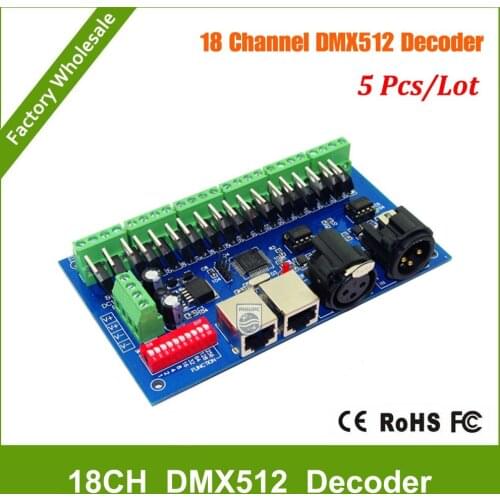 DHL Free shipping 5PCS 18CH RGB DMX512 Controller, dmx 512 dimmer,LED DMX512 decoder