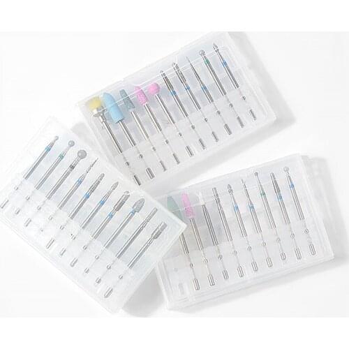 10pcs 2.35mm Nail Art Drill Manicure tool Polishing Nail Gel Tungsten steel alloy Grinding Head Wheel Metal Shank