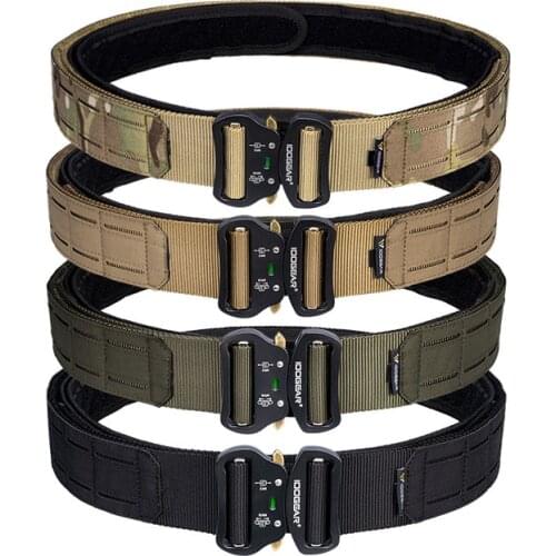 Two Inch Tactical Belt Outdoor Belt Military Army Fighter Belt Metal Head Two Layers Rigid Material