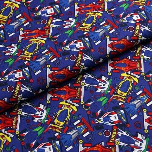 Cartoon TURBO Cars Print Cotton Fabric for Kids Clothes Home Textile Tissue Sewing Quilting DIY Needlework Material