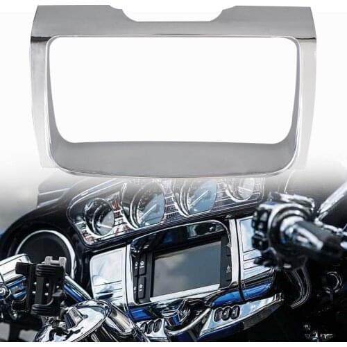 Chrome Motorcycle Bezel Center Stereo Accent Radio Fairing Trim For Harley Touring Electra Street Glide Ultra Limited 2014-Up