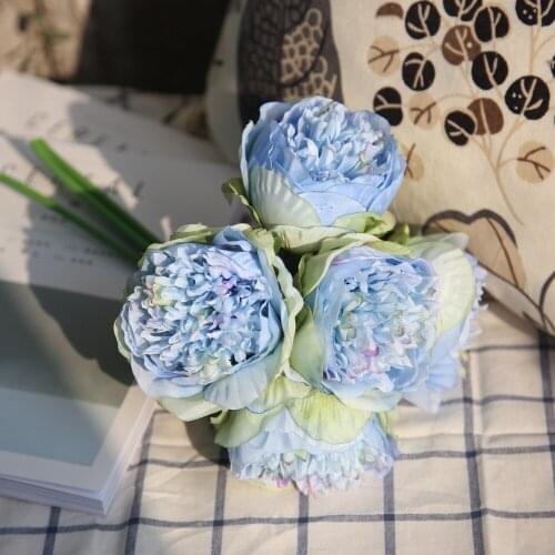 Artificial Silk Fake Flowers Peony Floral Wedding Bouquet Bridal Hydrangea Decor #25