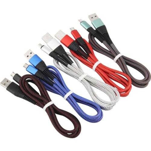 1M Nylon Braided Micro USB Type C Cable Fast Charging Wire For iPhone Xiaomi Samsung Mobile Phone Charger Cables