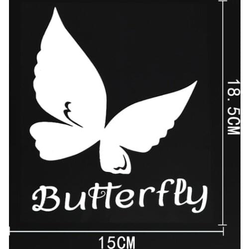 15CM×18.5CM Beautiful Butterfly Vinyl Car Sticker Decal Black/Silver Car-styling