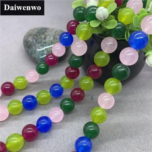 Colorful Chalcedony Jasper Beads Stone Round 4-12mm Gemstone Loose Spacer DIY