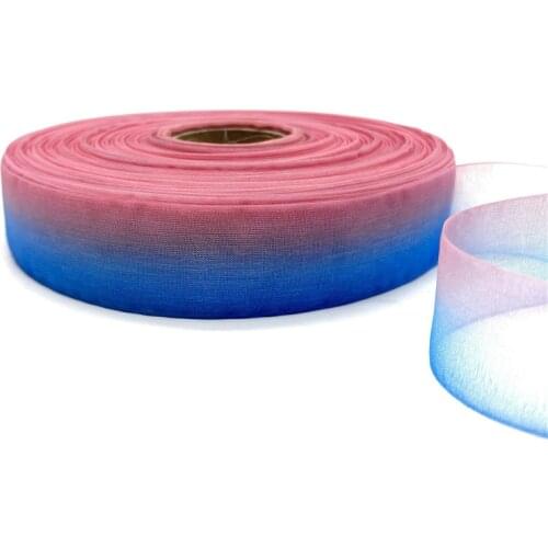 5 Yards/Lot 25mm Gradient color Organza Ribbons for Wedding Home Decor DIY Gift Wrapping Handmade Accessories #05
