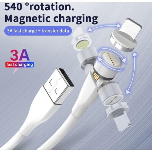 540 Rotate 3A Magnetic Cable Micro USB Type C Magnet Fast Charging Data Cable For iPhone SAMSUNG S20 Ultra Xiaomi Redmi Note 8