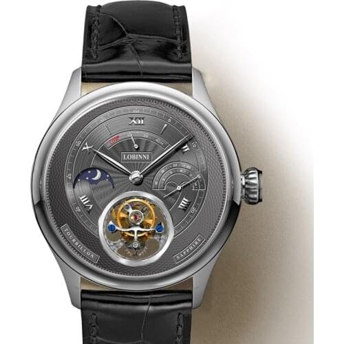 Tourbillion watch men,mens automatic wrist watches LOBINNI man luxury brand waterproof skeleton mechanical wristwatch relogio