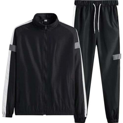 2021 Men‘s Jackets+Pants Sportwear Sets Men Reflective Stripe Sport Suit Casual Tracksuit Male Couple’s Sweat Suits M-6XL TZ801