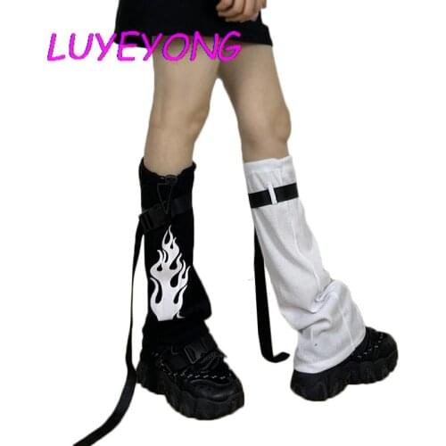 Wholesale Contrast Color Jk Lolita Sweet Girl Leg Warmer Hipster Streetwear Calf-length Cargo Adjustable Buckle Unisex Sock