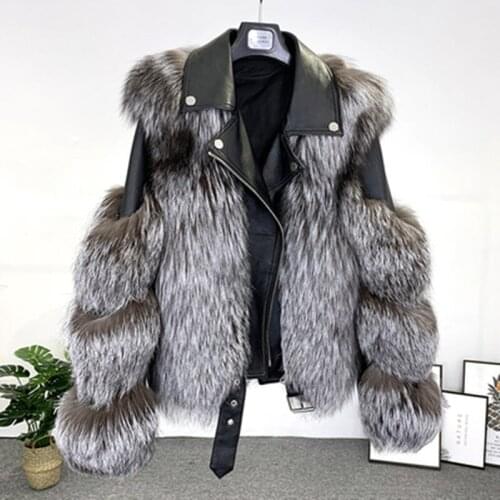 Winter New Real Fox Fur Coats With Genuine Sheepskin Leather Wholeskin Natural Fox Fur Jacket Outwear Luxury Women New