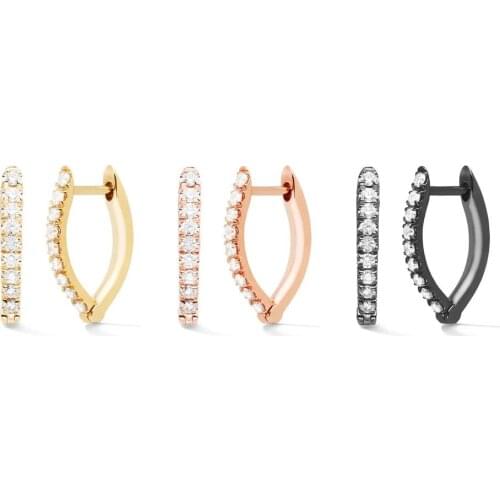 NEW Arrived minimal delicate women girl jewelry multi piercing small oval shaped mini cz huggie hoop earring