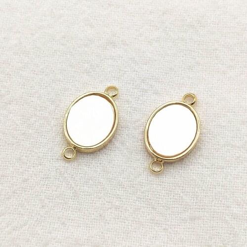 New Arrival! 16x9mm 20pcs Plating Real Gold Real Shell Oval Connectors For Handmade Necklace Earring Parts DIY Accessories