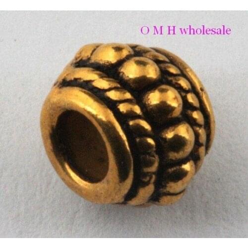 OMH wholesale Free ship 18pcs golden color spacer beads Jewelry metal beads 6X8mm ZL500