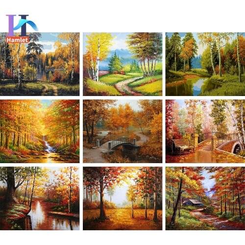 Autumn Landscape DIY Painting By Numbers Modern Wall Art Picture Acrylic Coloring Wild Scenery Paint On Canvas For Home Decors