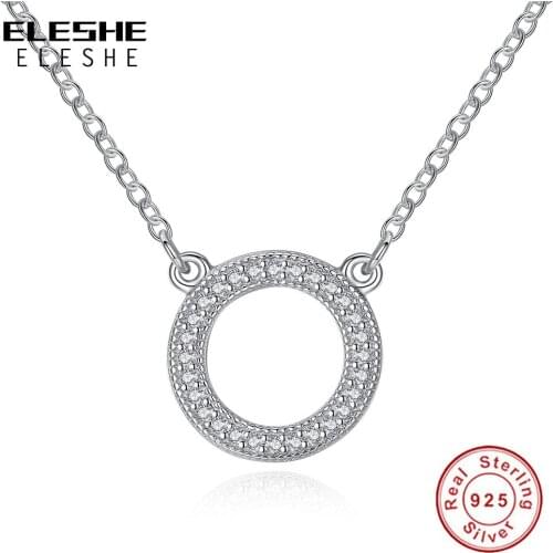 Necklace Compatible With Original Jewelry Real 925 Sterling Silver Necklace Accented Circular Collier Pendant Necklace