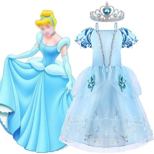 2 4 6 8 Years Girls Cinderella Dress Carnival Costume Kids Princess Party Costume and Accessories Baby Girl Birthday Party Dress
