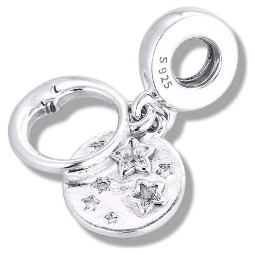 Fits for Pandora Beads Bracelets Sleeping Moon and Stars Dangle Charms 100% 925 Sterling Silver Jewelry Free Shipping