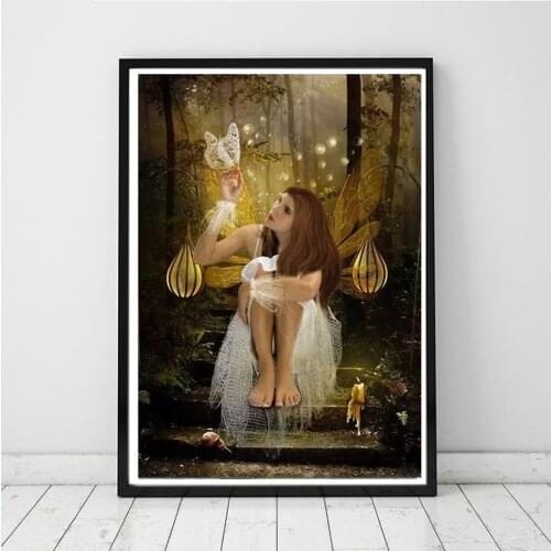 Full Diamond Painting Square Round Fantasy Forest Butterfly Fairy Beauty Diamond Embroidery Cross-stitch Rhinestones A531