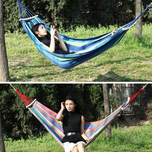Portable Durable Canvas Outdoor Garden Camping Single Hammock with Storage Bag It comes with storage bag convenient carry store