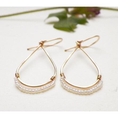 Gold Filled Natural Pearls Earrings Handmade Hoop Earrings 925 Silver Circle Earrings Boho Brincos Pendientes Orbellen Women