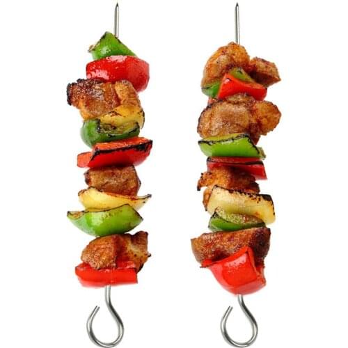 Stainless Steel BBQ Skewers Needle Rack Grill Holder For Camping Gathering Party Roasting Babecue Tools Accessories