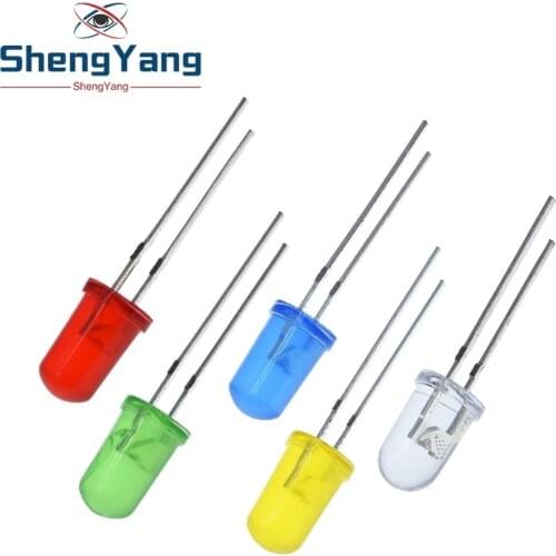 ShengYang 5 colors x20pcs =100pcs F5 5MM Round Yellow White Red Green Blue Diffused Round DIP Diode LED Lamp Light