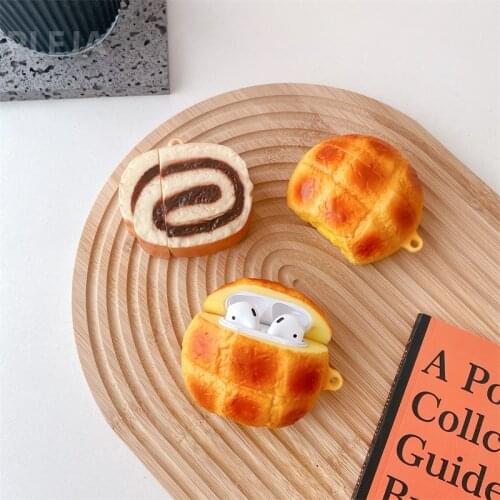 Cute Funny Bread Earphone Case For Apple AirPods 1 2 Pro Protection Cover For Air Pods 3 Headphone Charging Box Soft Cases Funda