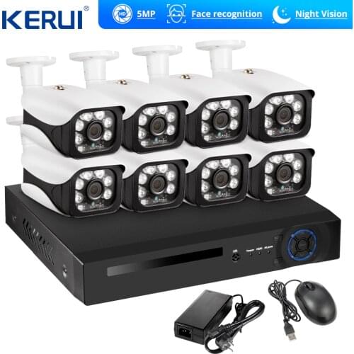 KERUI Face Recognition POE NVR 8CH 5MP Wireless NVR Security Camera System Outdoor IR-CUT CCTV Video Surveillance Video Recorder