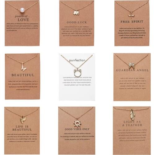 New Trendy Alloy Cute Elegant Simple Karma Wish Shine Free Luck Pendant Necklaces for Women Fashion Accessories Jewelry Dropship
