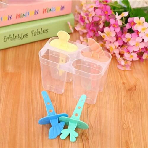 1* 4 Ice Cream Mold DIY Reusable Ice Cream Mold with Rod Useful Ice Cube Tray Kitchen Gadget Children Kids Toy