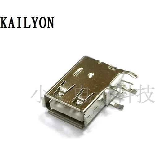 100pcs All copper USBA female side insert long body, USB mother seat side, inserted mother mouth, 90 degrees insert board, USB i