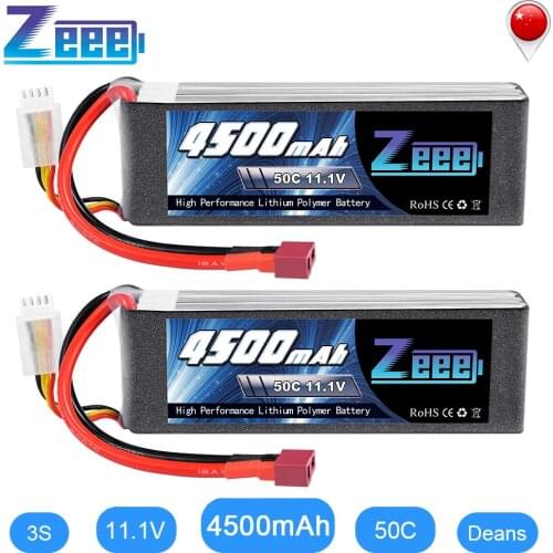 2units Zeee 11.1V 4500mAh 50C 3S Lipo Battery with T Plug for RC Car Heli Quad Drone Helicopter Boat RC Airplane