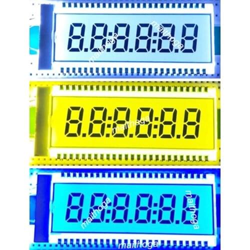 50PIN TN Positive 6-Digits Segment LCD Panel White/Yellow Green/Blue LED Backlight 5V