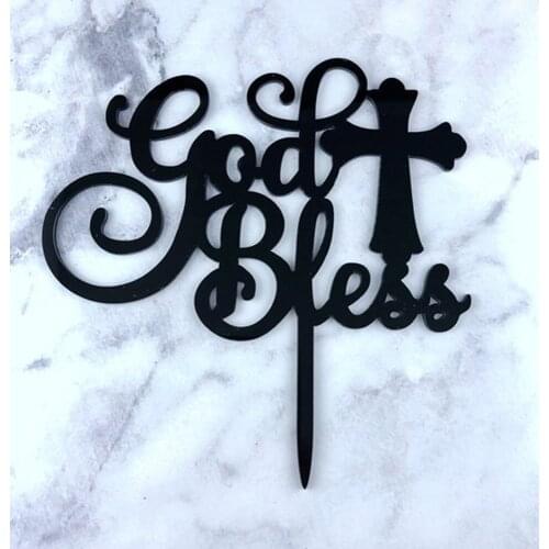 God Bless Acrylic Cake Topper, First Communion Cake Topper Decor, Baby Girl or Boy Christening Communion Religious Cake Topper