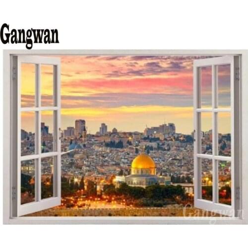 DIY diamond embroidery Jerusalem in the window scenery pattern diamond mosaic diamond painting stitch cross full drills 5D decor