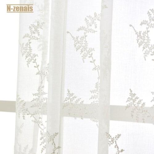 American Tulle Curtain Pastoral Style Pattern Embroidery Tulle for Bed Room and Living Room Balcony Customized Curtains