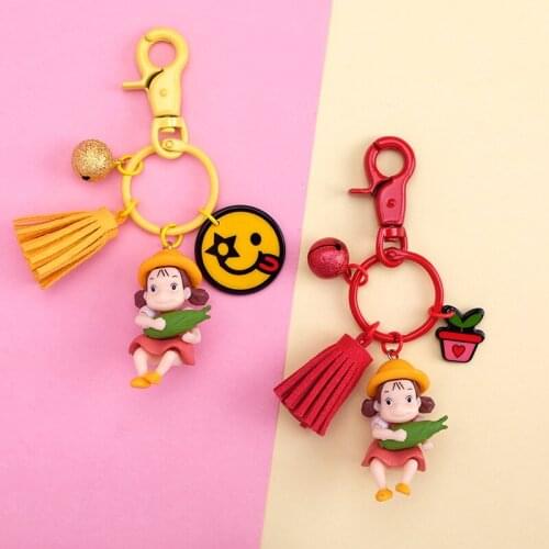 Anime Hayao Miyazaki Cartoon Animation Key Chain Diy Keychain With Corn And Plum Car Keyring Gift