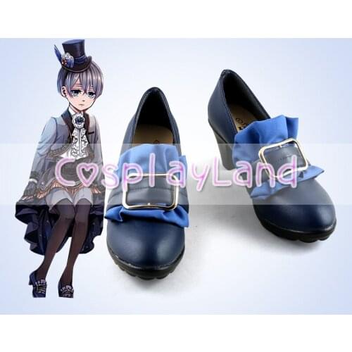 Black Butler Ciel Phantomhive Blue Cosplay Boots Shoes High Heel Shoes Customized Halloween Carnival Cosplay Costume Accessories