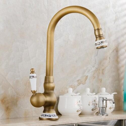 Free shipping Antique bronze finish kitchen faucets kitchen tap basin faucets single hand hot and cold wash basin tap
