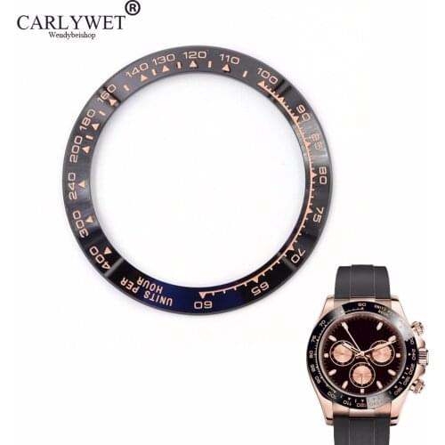CARLYWET Wholesale DAYTONA Repair Tools Kits High Quality Ceramic Black with Rose Gold Writing Watch Bezel for 116500 - 116520