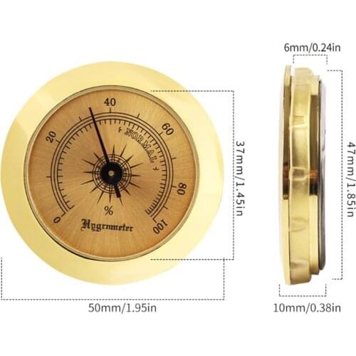 50mm Mini Household Guitar Case Cigar Hygrometer High Precision Tobacco Humidor