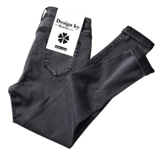 Stretch High Waist Jeans Womens Cotton Slim-fit Commuter Pencil Pants Spring And Autumn New Simple Trousers Ladies Jeans