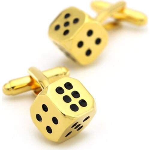 Casino Design Gambling Dice Cufflinks Quality Brass Material Golden Color Cuff Links Wholesale & Retail