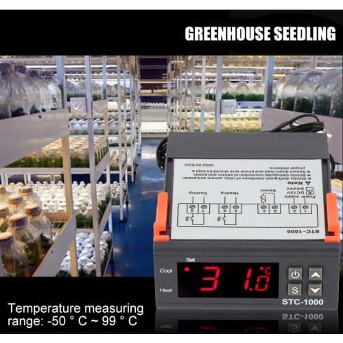 KEBETEME STC-1000 DC AC 12V 24V Two Relay Output Digital Temperature Controller Thermostat -50~99 Degree with Sensor