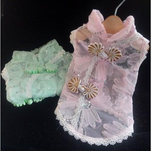 Chinese Tang Suit Style Dog Clothes Summer Cat Puppy Vest Shirt Yorkshire Pomeranian maltese Poodle Bichon Schnauzer Clothing