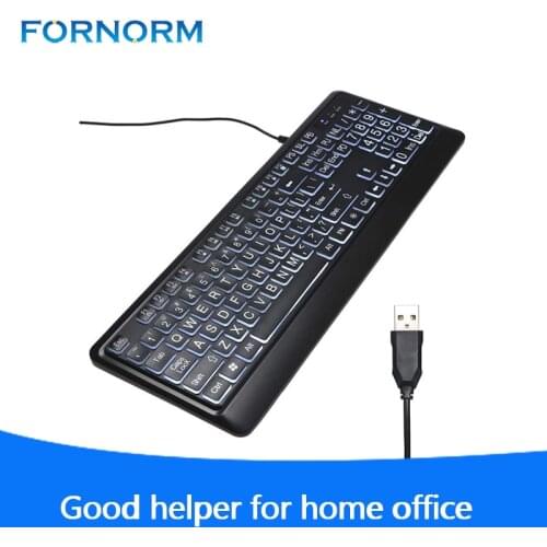 Large Print Backlit Wired Keyboard USB Interface 104 Large Type Bold Easy To Read Keyboard For Tablet PC Backlight Large Type