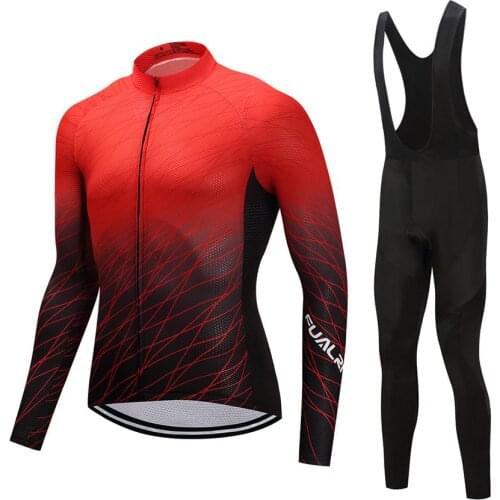 2018 Long Sleeve Cycling Jerseys Set Hombre Maillot Ropa Ciclismo Outdoor Bike Bicycle Cycle Clothing With Long Pants GEL PAD