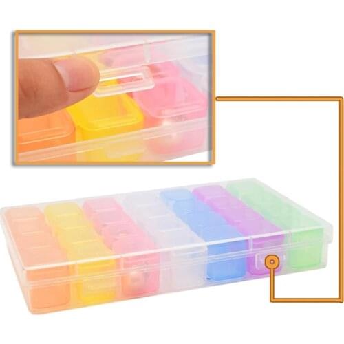 28 Lattices Transparent Medicine Pill Box Case Earrings Rings Storage Container New