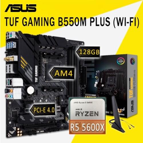 ASUS TUF GAMING B550M PLUS (WI-FI) Motherboard With AMD Ryzen 5 5600X Motherboard Combo AMD B550 Gaming Placa-Mãe Mainboard Set